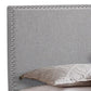 Shirin King Size Bed, Wood, Nailhead Trim, Upholstered Headboard, Gray By Casagear Home
