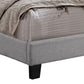 Shirin Queen Size Bed, Wood, Nailhead Trim, Upholstered Headboard, Gray By Casagear Home