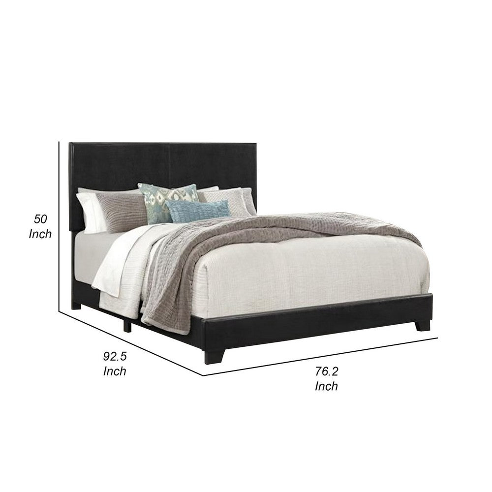 Shirin California King Bed, Wood, Nailheads, Upholstered Headboard, Black By Casagear Home