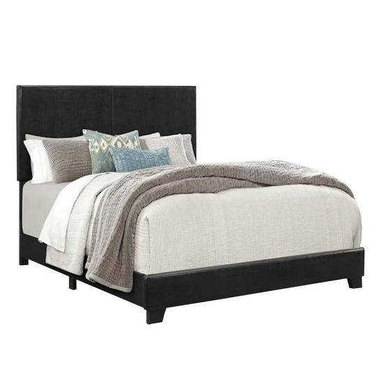 Shirin Full Size Bed, Wood, Nailhead Trim, Upholstered Headboard, Black By Casagear Home
