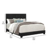 Shirin King Size Bed, Wood, Nailhead Trim, Upholstered Headboard, Black By Casagear Home