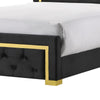 Robin Full Size Bed, Platform Base, Gold, Button Tufted Black Upholstery By Casagear Home