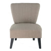 28 Inch Accent Chair, Padded Back, Black Legs, Beige Fabric Upholstery By Casagear Home