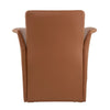 32 Inch Accent Chair, Curved, Extended Back, Caramel Brown Faux Leather By Casagear Home