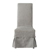 25 Inch Dining Side Chair, Gray Linen Fabric Upholstery, Skirted Parsons By Casagear Home
