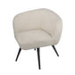 39 Inch Swivel Accent Chair, Soft Cream Fabric Upholstery, Black Iron Legs By Casagear Home