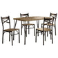 Leba 5 Piece Dining Table Set, 4 Chairs, Brown Wood Seat, Bronze Metal Legs By Casagear Home