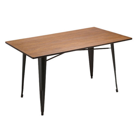 Matie 55 Inch Dining Table, Rectangular Wood Top, Metal Legs, Gray Finish By Casagear Home