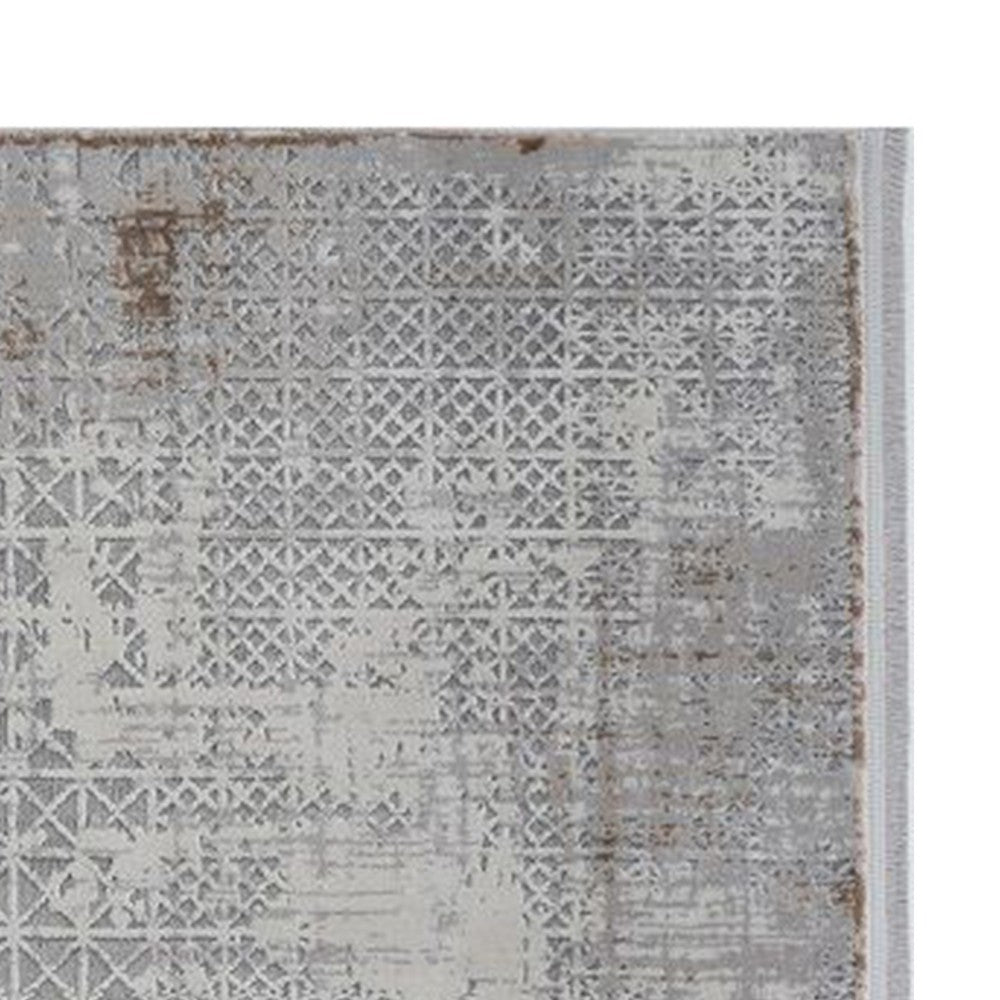 Trix 8 x 10 Large Area Rug, Subtle Pattern, Gray and Cream Cotton Fiber By Casagear Home
