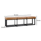 Windy 62 Inch Narrow Accent Bench, Brown Top Grain Leather, Black Iron By Casagear Home