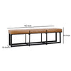 Windy 62 Inch Narrow Accent Bench, Brown Top Grain Leather, Black Iron By Casagear Home