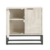 36 Inch Sideboard Cabinet Console, White Mango Wood, 2 Doors, Black Iron By Casagear Home