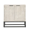 36 Inch Sideboard Cabinet Console, White Mango Wood, 2 Doors, Black Iron By Casagear Home