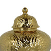 Aniea 18 Inch Accent Temple Jar, Geometric Design, Dome Lid, Gold Ceramic By Casagear Home