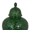 Aniea 18 Inch Accent Temple Jar, Geometric Design, Dome Lid, Green Ceramic By Casagear Home