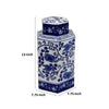 13 Inch Ceramic Ginger Jar with Lid, Intricate Floral Blue and White By Casagear Home