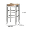 Square Wooden Frame Barstool with Hand Woven Rush White and Brown By Casagear Home BM61434