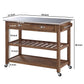 2 Drawers Wooden Frame Kitchen Cart with Metal Top and Casters Brown and Gray By The Urban Port BM61463
