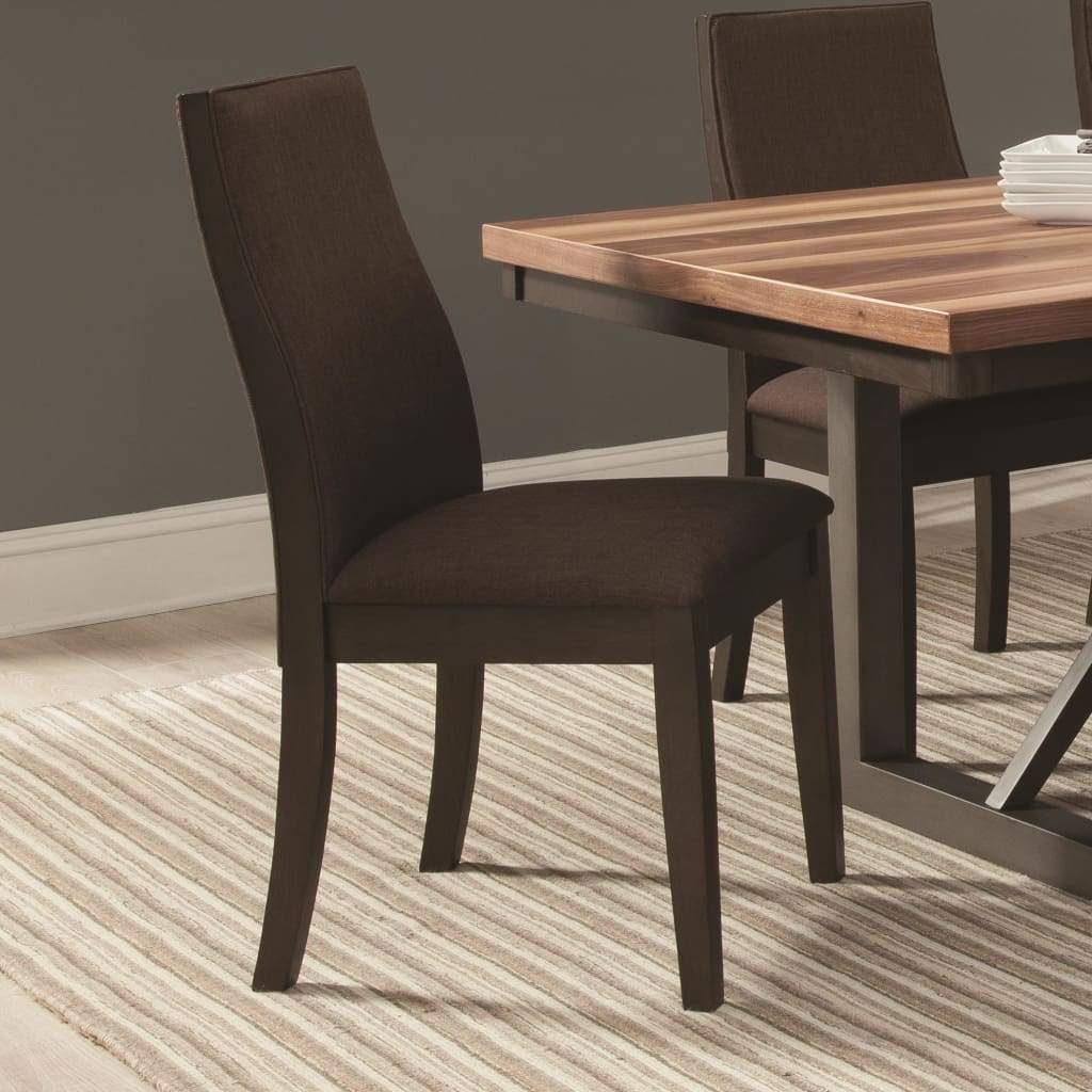 Dining Chair Set of 2 | Upholstered | Brown Wood Frame
