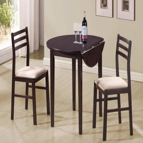 Dining Table Set | 3 Piece | Transitional Wood | Brown Finish
