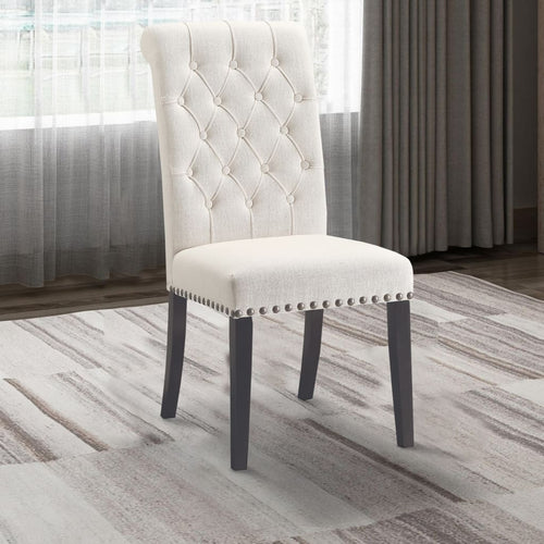 Dining Chair Set of 2 | Wood Frame | Cream Black