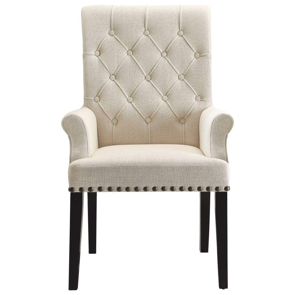 Dining Chair | Diamond Tufted | Cream Upholstery | Smokey Black