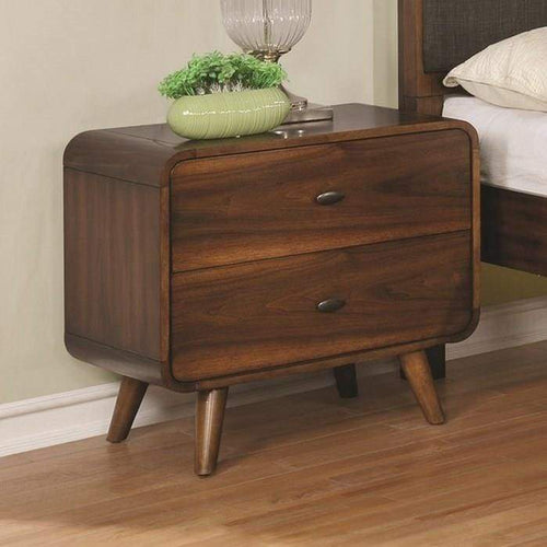 Nightstand | 2 Drawer | Dark Walnut Brown Finish