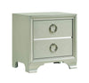 Two Drawers Wooden Nightstand with Oversized Ring Handles, Silver - 222722