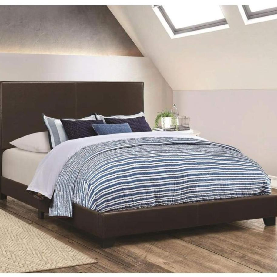 Platform Bed | California King | Brown Leather Upholstery