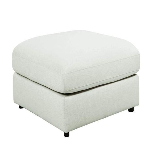 Ottoman | Fabric Upholstered | Loose Cushion | Beige Wood Frame