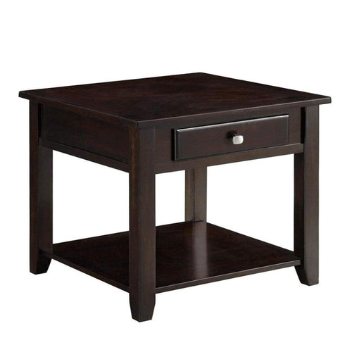 End Table | Wood | Drawer | Bottom Shelf | Walnut Brown