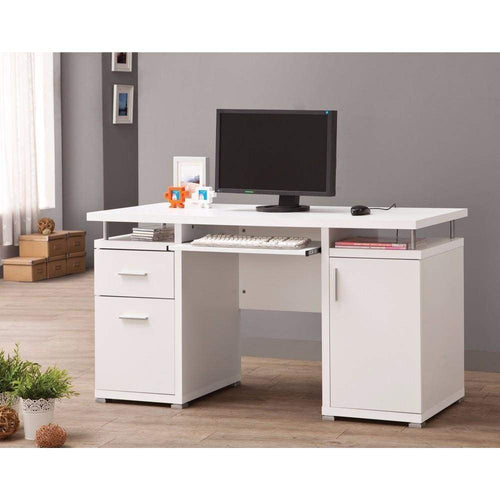 Computer Desk | White Finish | Elegant Storage Design