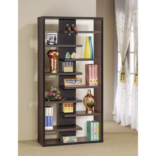 Wooden Bookcase With Center Back Panel, Brown