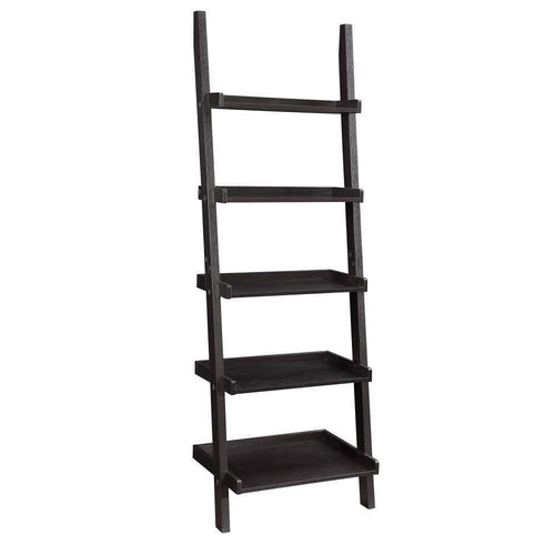 Ladder Bookcase | 5 Shelf Design | Sleek Wood | Brown