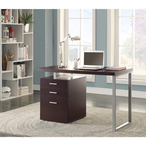 Office Desk | Contemporary Style | File Drawer | Brown