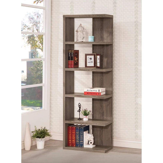 Spacious Semi-Backless Wooden Bookcase, Gray