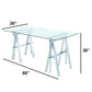 Adjustable Writing Desk with Sawhorse Legs Clear And Silver CCA-800900