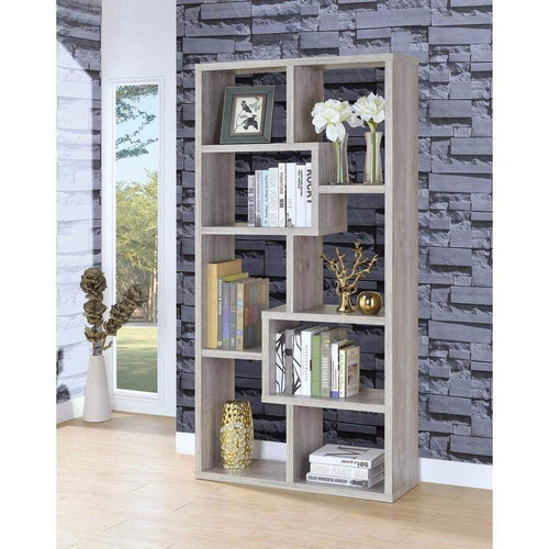 Bookcase | Modish Wood Frame | Multiple Gray Shelves