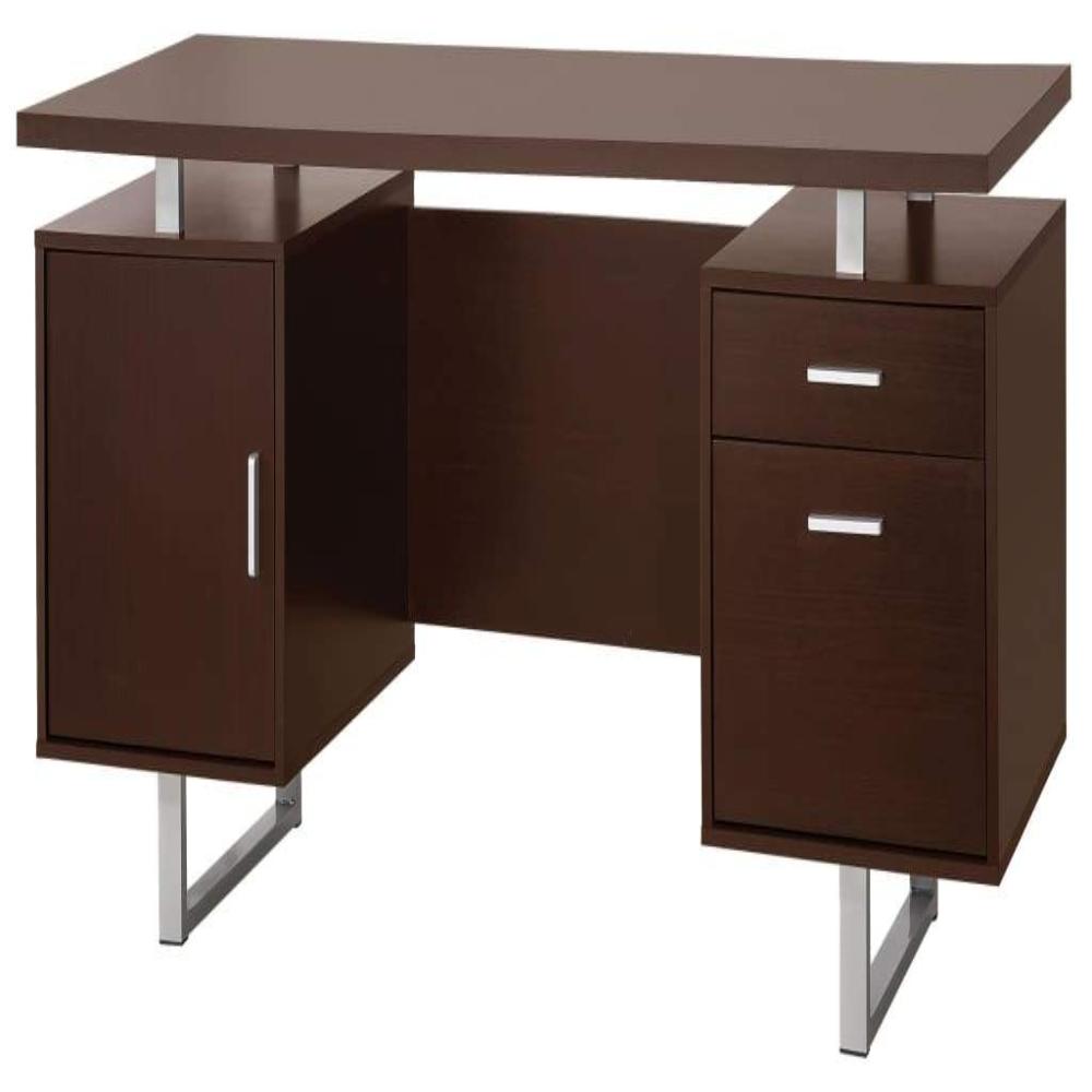 Office Desk | Double Pedestal | Metal Sled Legs | Brown