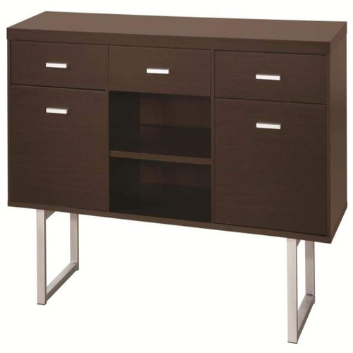 Credenza Desk | Spacious 5 Drawer | Cappuccino Finish