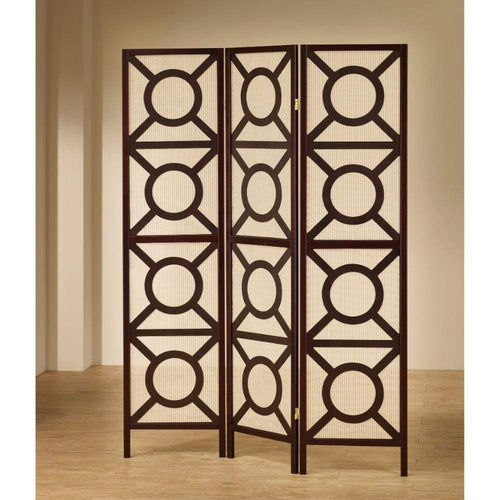 Folding Screen | Circle Patterned | Modern Wood | Brown