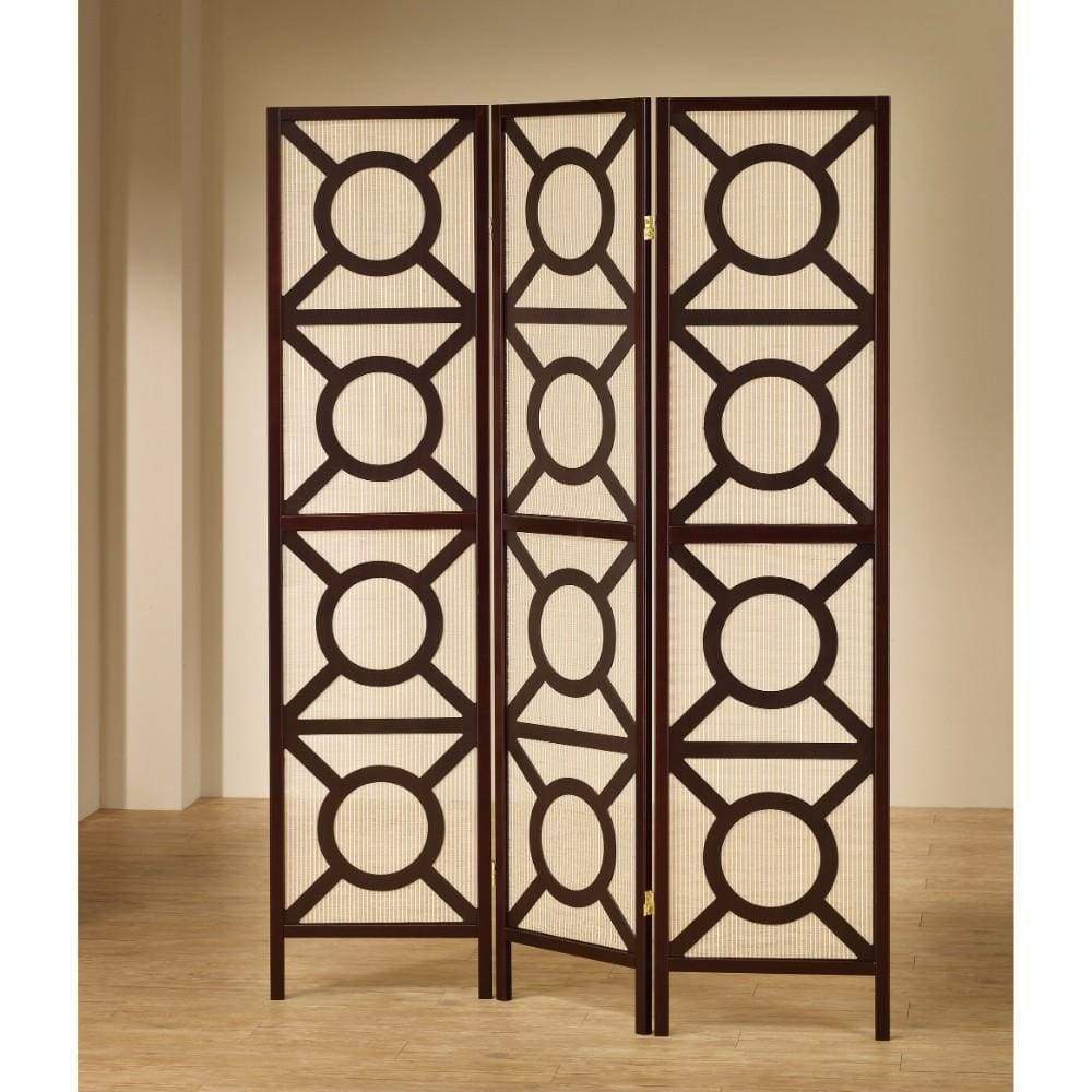 Folding Screen | Circle Patterned | Modern Wood | Brown