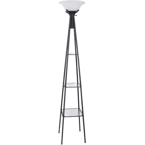 Floor Lamp | Torchiere Style | Glass Shelves | Black White