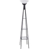 Torchiere Floor Lamp With Clear Glass Shelving, Black And White-Coaster