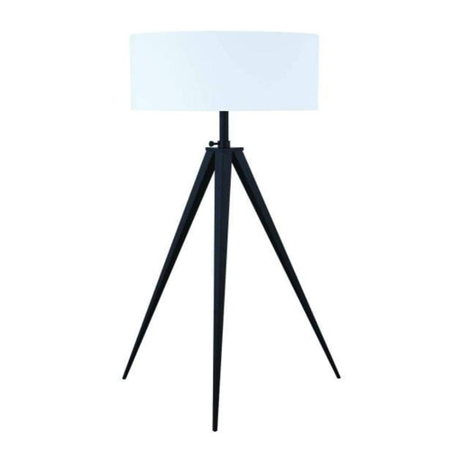 Floor Lamp | Tripod Base | Fabric Shade | Adjustable | White Black