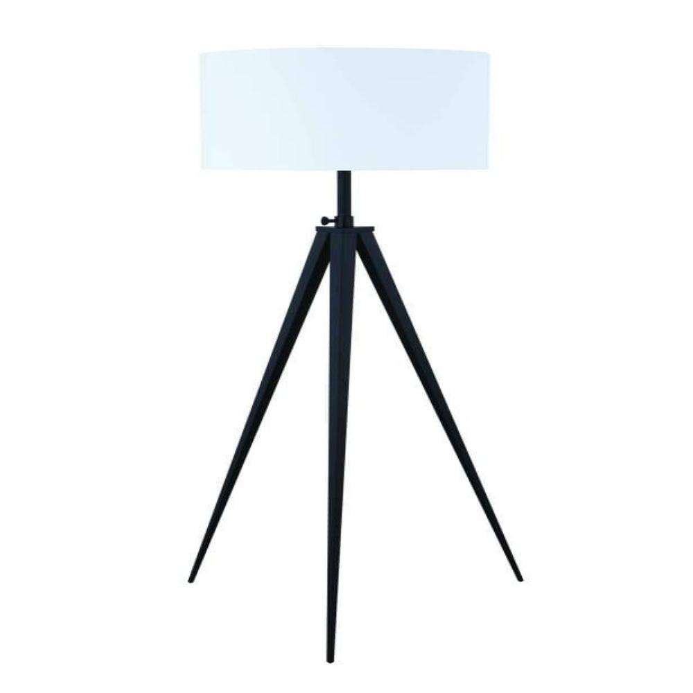 Floor Lamp | Tripod Base | Fabric Shade | Adjustable | White Black