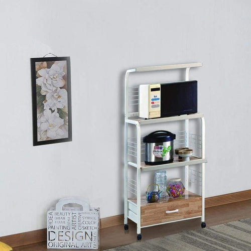 Kitchen Shelf | Commodious Storage | Casters | White Finish