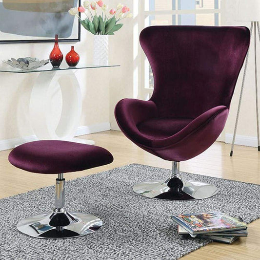 Eloise Contemporary Chair With Ottoman In Purple By Casagear Home