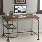 Industrial Metal Writing Desk With Wooden Top, Brown and Black By Casagear Home