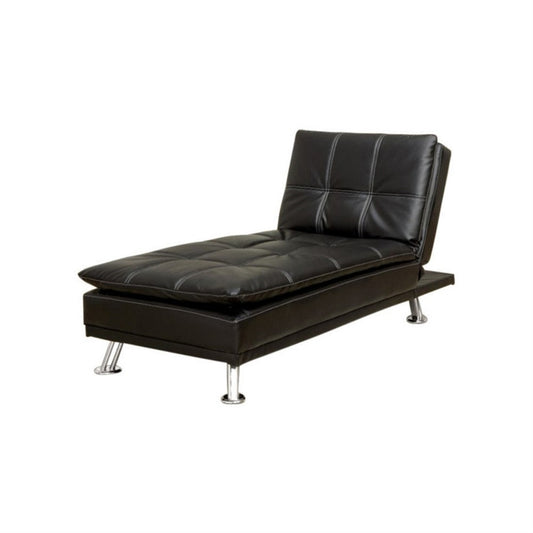 Modern Style Leatherette Chaise, Black By Casagear Home